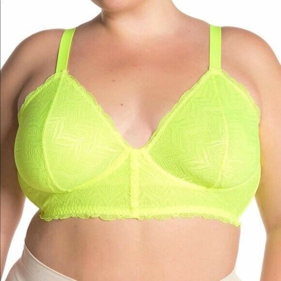 Cosabella x Eloquii Ferrara Sz. 1X Neon Wire-Free Lace Bustier Bra Limelight NWT - Picture 1 of 4